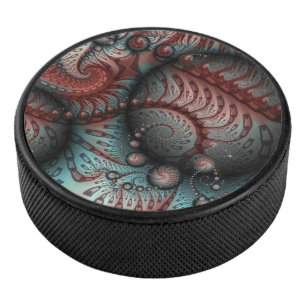 Abstrakte lebhafte Fantasy-Fraktal-Kunst Braun Bla Eishockey Puck