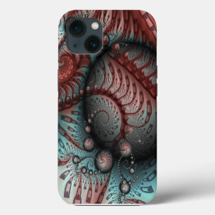 Abstrakte lebhafte Fantasy-Fraktal-Kunst Braun Bla iPhone 13 Hülle