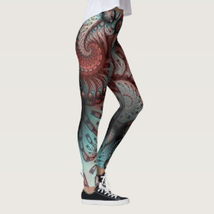 Abstrakte lebhafte Fantasy-Fraktal-Kunst Braun Bla Leggings