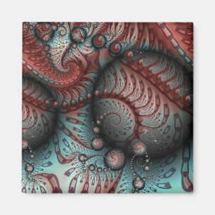 Abstrakte lebhafte Fantasy-Fraktal-Kunst Braun Bla Magnet