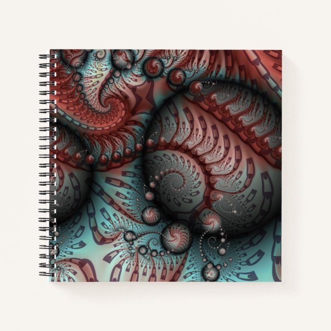 Abstrakte lebhafte Fantasy-Fraktal-Kunst Braun Bla Notizbuch (Vorderseite)