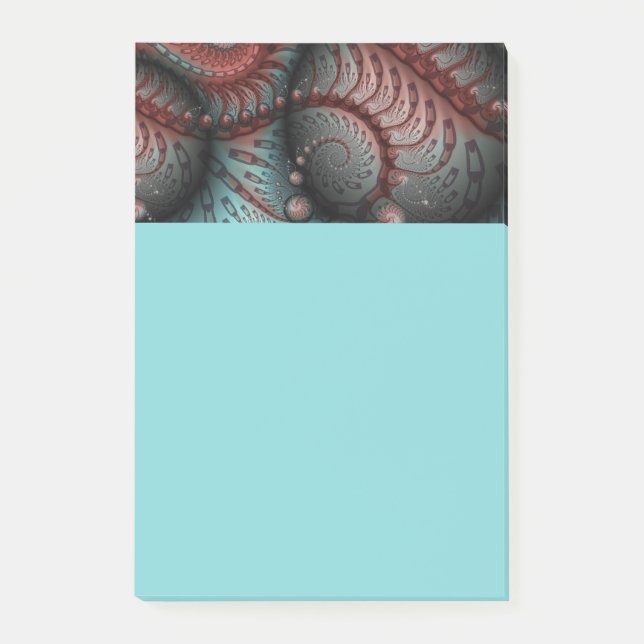 Abstrakte lebhafte Fantasy-Fraktal-Kunst Braun Bla Post-it Klebezettel (Vorderseite)