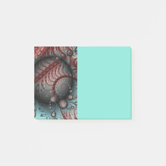 Abstrakte lebhafte Fantasy-Fraktal-Kunst Braun Bla Post-it Klebezettel (Vorderseite)