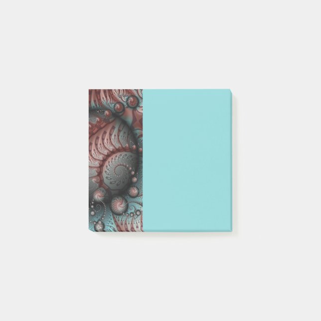 Abstrakte lebhafte Fantasy-Fraktal-Kunst Braun Bla Post-it Klebezettel (Vorderseite)
