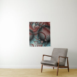 Abstrakte lebhafte Fantasy-Fraktal-Kunst Braun Bla Wandteppich