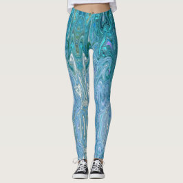 Abstrakte Leggings aus blauem Marmor