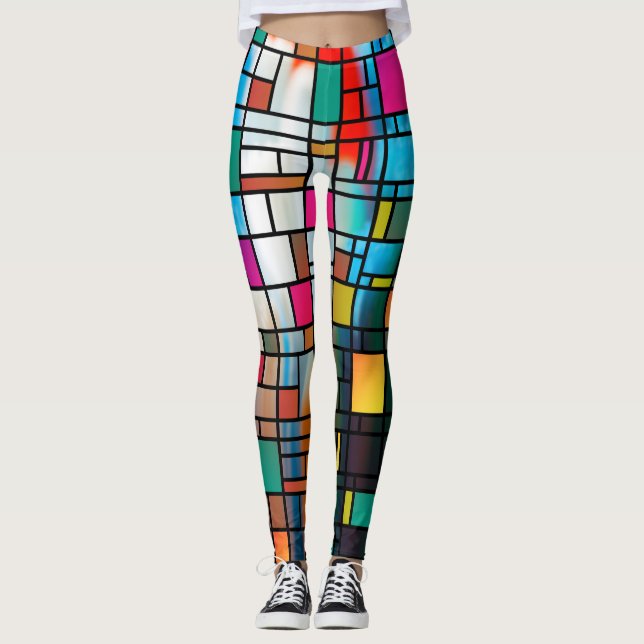 Abstrakte Leggings der modernen Art Grid (Vorderseite)