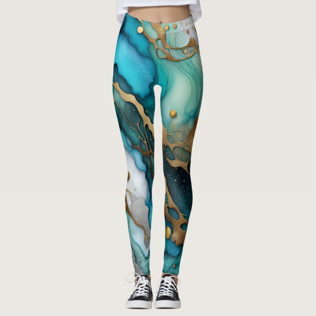 Abstrakte Leggings - Eleganter Marmordruck mit (Vorderseite)