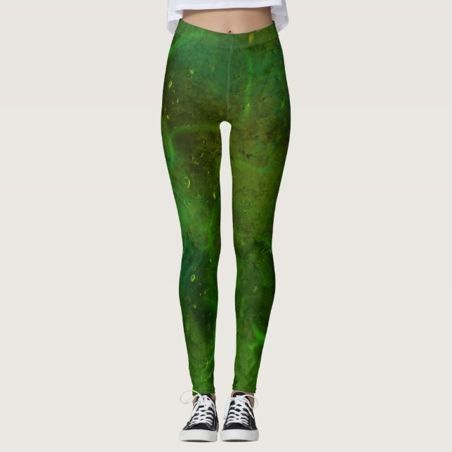 abstrakte Leggings "Galaxia Verde" (Vorderseite)
