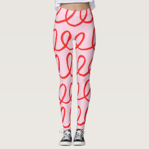 Abstrakte Leggings in Rosa und Rot
