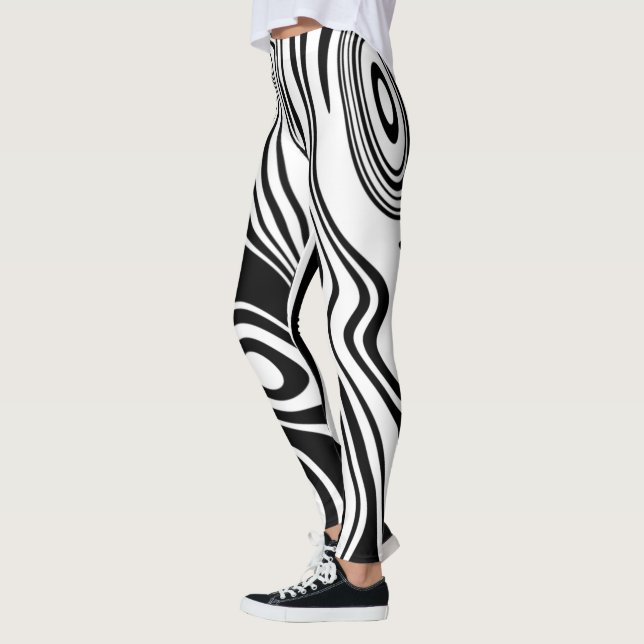 Abstrakte Leggings in Schwarz und Weiß (Links)