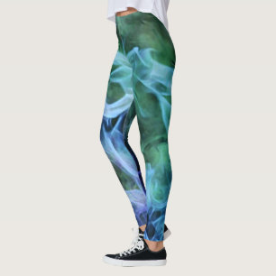 Abstrakte Leggings mit blauem Feuer