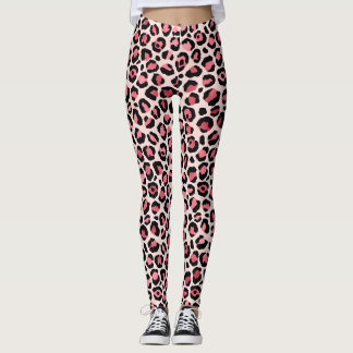 Abstrakte Leggings mit exklusivem rosa Leopard