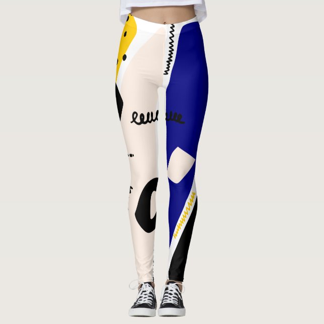 Abstrakte Leggings mit  Gelbe und Blauer Farbe (Vorderseite)