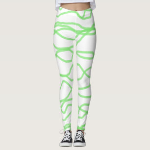 Abstrakte Leggings mit weißem und kaltem Grün