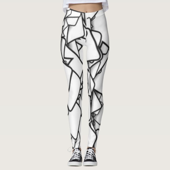 Abstrakte Leggings Schwarz/Weiß (Vorderseite)