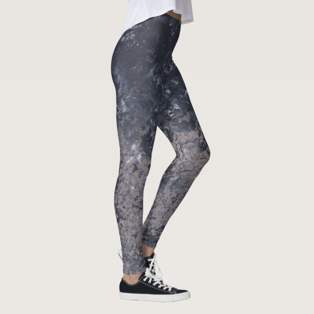 Abstrakte Leggings zum Zeichnen von Schwarz-Grau-T (Rechts)