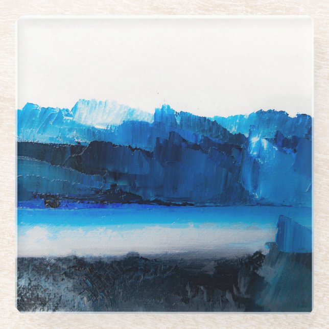 Abstrakte Leinwand: Moderne Kunsttextur. Glasuntersetzer (Vorderseite)