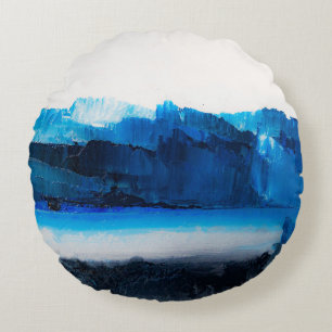Abstrakte Leinwand: Moderne Kunsttextur. Rundes Kissen