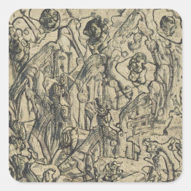 Abstrakte Leinwand Quadratischer Aufkleber (Vorderseite)