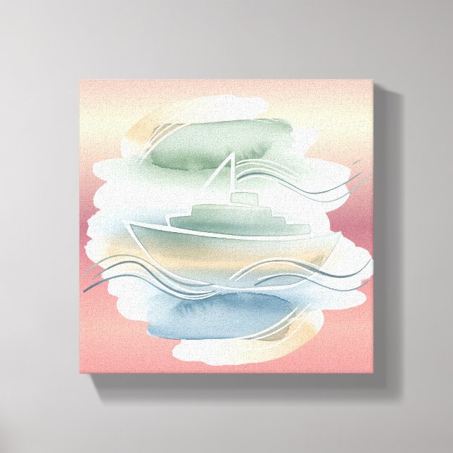 Abstrakte Leinwand - Sandy Beige, Dusty Blue & O (Vorderseite)
