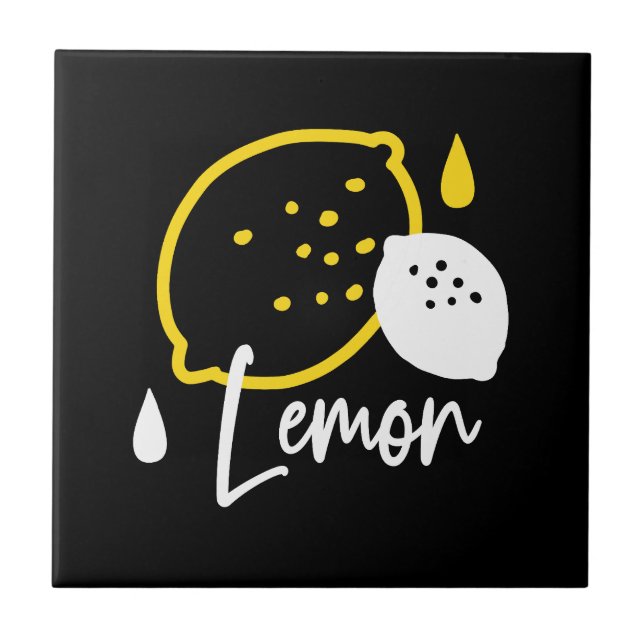 Abstrakte Lemon Illustration - Frische Zitrusfrüch Fliese (Vorderseite)