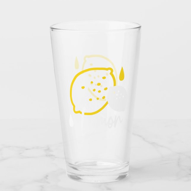 Abstrakte Lemon Illustration - Frische Zitrusfrüch Glas (Vorderseite)