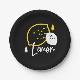 Abstrakte Lemon Illustration - Frische Zitrusfrüch Pappteller