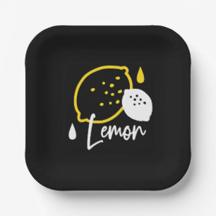 Abstrakte Lemon Illustration - Frische Zitrusfrüch Pappteller