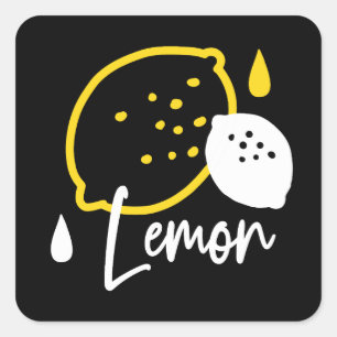 Abstrakte Lemon Illustration - Frische Zitrusfrüch Quadratischer Aufkleber