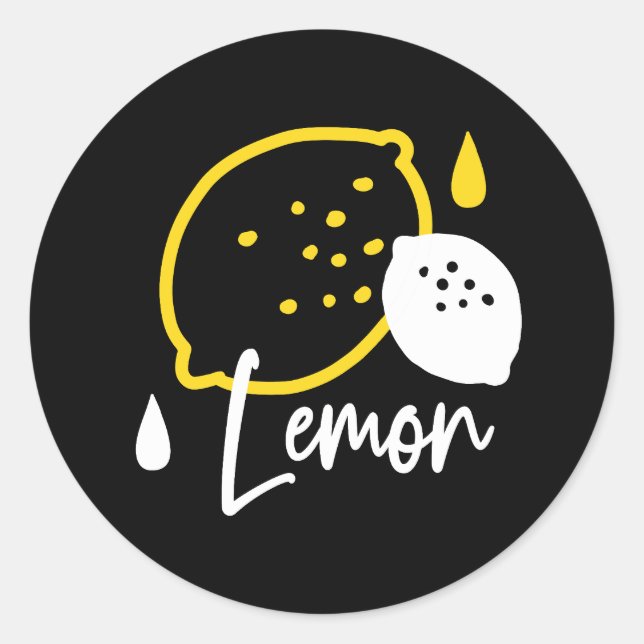 Abstrakte Lemon Illustration - Frische Zitrusfrüch Runder Aufkleber (Vorderseite)