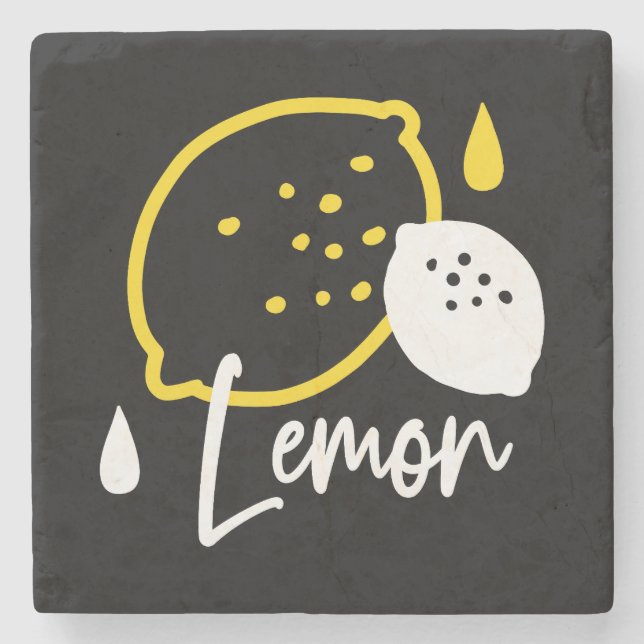 Abstrakte Lemon Illustration - Frische Zitrusfrüch Steinuntersetzer (Vorderseite)