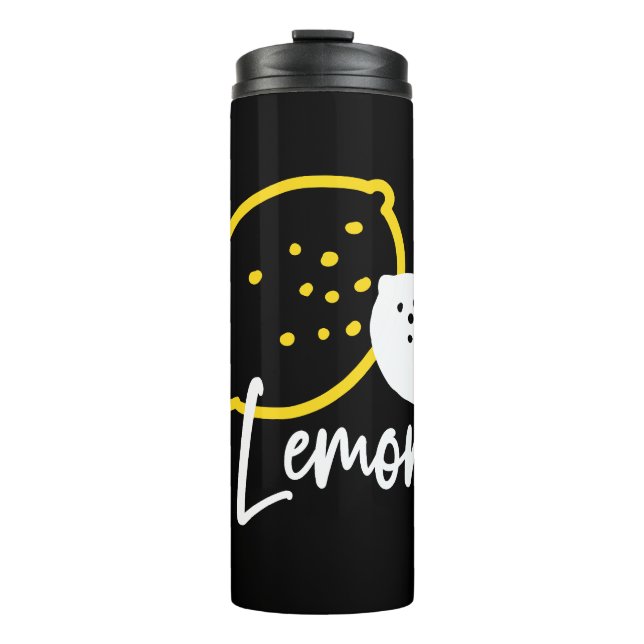 Abstrakte Lemon Illustration - Frische Zitrusfrüch Thermosbecher (Vorderseite)