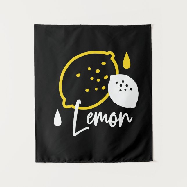 Abstrakte Lemon Illustration - Frische Zitrusfrüch Wandteppich (Vorderseite)