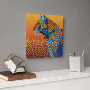 Abstrakte Leopard Kunst Quadratische Wanduhr