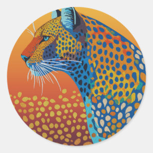 Abstrakte Leopard Kunst Runder Aufkleber