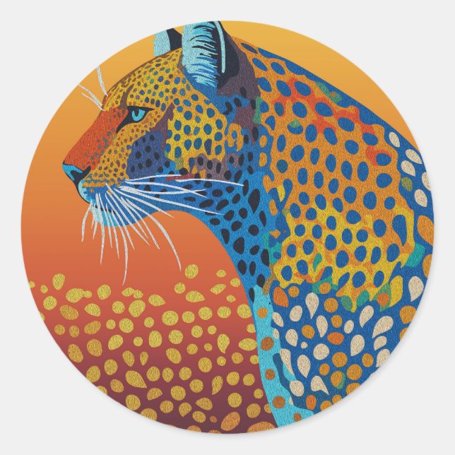 Abstrakte Leopard Kunst Runder Aufkleber (Vorderseite)