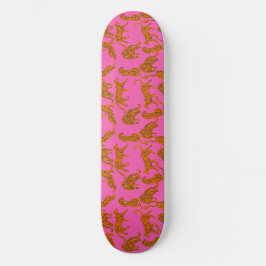 Abstrakte Leoparden mit roten Lippen Skateboard