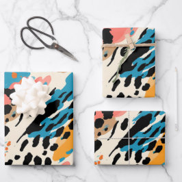 Abstrakte Leopardrucke Geschenkpapier Set