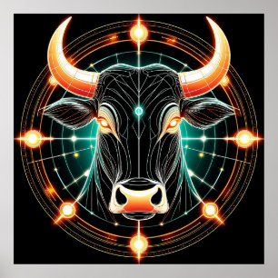 Abstrakte leuchtende Taurus-Illustration Poster