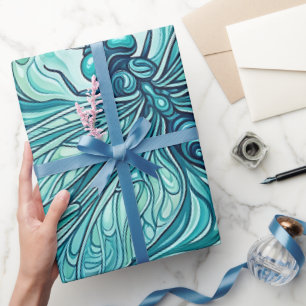 Abstrakte Libellen-Ozean-Blau-Schmelz-Verpackungsp Geschenkpapier