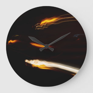 Abstrakte Lichtspuren Bewegungs-Langzeitbelichtung Große Wanduhr