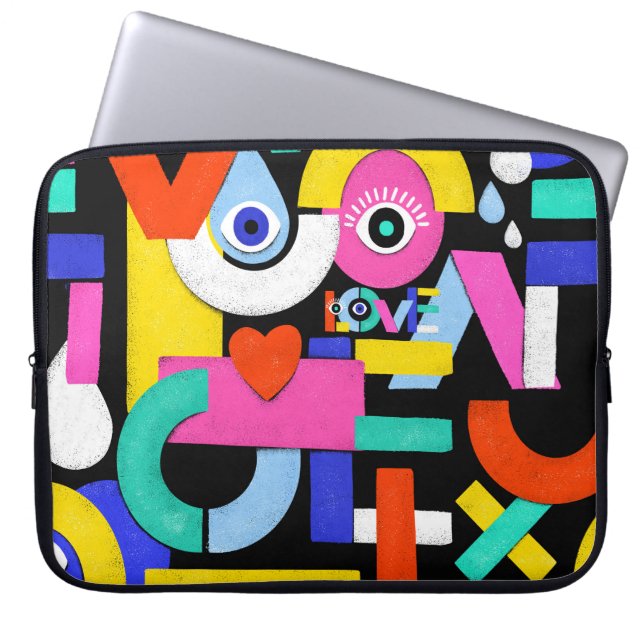 Abstrakte Liebe, Augen: farbiges Muster Laptopschutzhülle (Vorderseite)