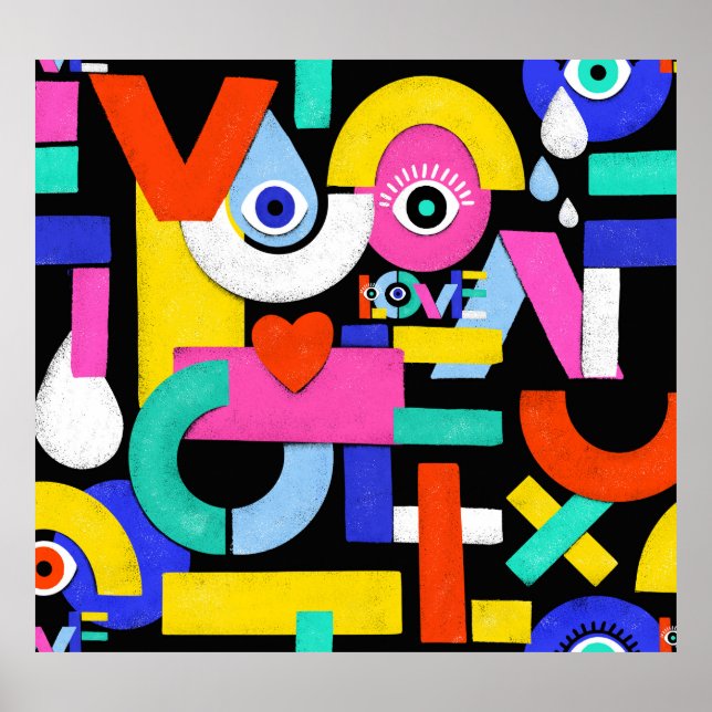 Abstrakte Liebe, Augen: farbiges Muster Poster (Vorne)
