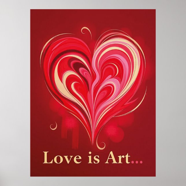 Abstrakte Liebe Herz Romantische Kunst Poster (Vorne)