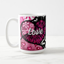 Abstrakte Liebe Herzrosa florale Polka Dosen Schwa Kaffeetasse