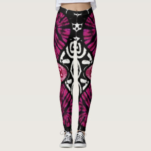 Abstrakte Liebe Herzrosa florale Polka Dosen Schwa Leggings