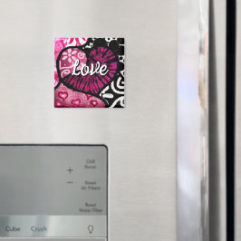 Abstrakte Liebe Herzrosa florale Polka Dosen Schwa Magnet