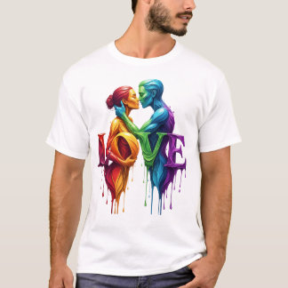 Abstrakte LIEBE - Lebhaftes T-Shirt für Paare Kuns