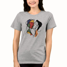 Abstrakte Liebe | Line Art Couple T - Shirt